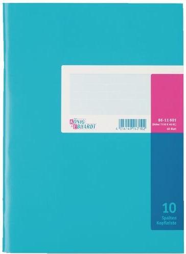 Produktbild König & Ebhardt Spaltenbuch DIN A4 hellblau/magenta 10 Spalten 40 Bl. (40 x)