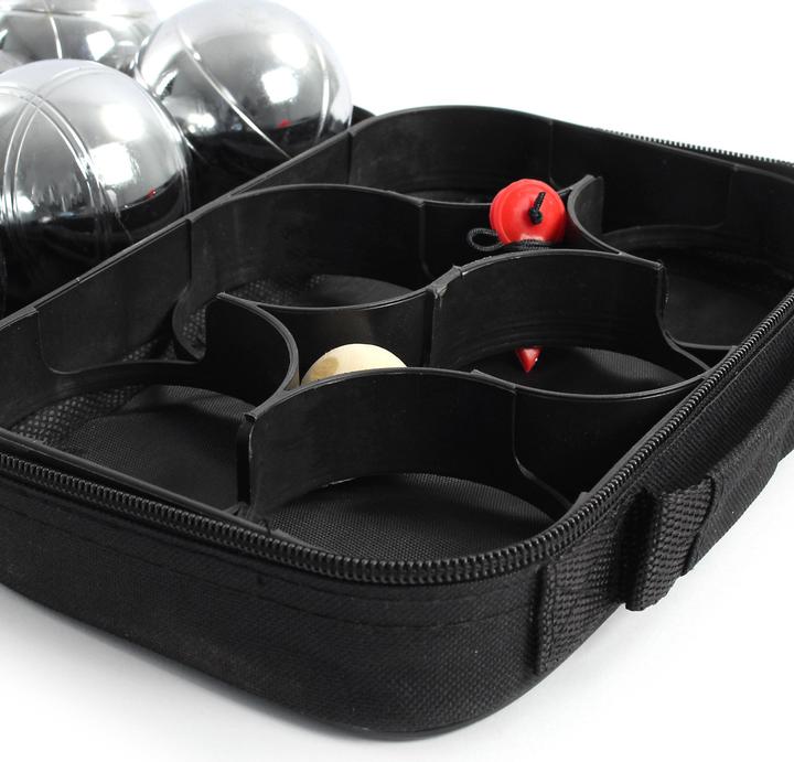 Produktbild Toboli Boule Set 6 Metall Kugeln 7,3 mm mit Schweinchen, Holz Boulekugeln (6 x, 73 mm)