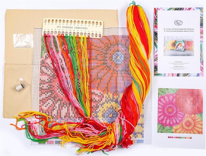 Immagine prodotto Craft Buddy Set di cuscini con ricamo a croce Rising Flowers, 43x43 cm