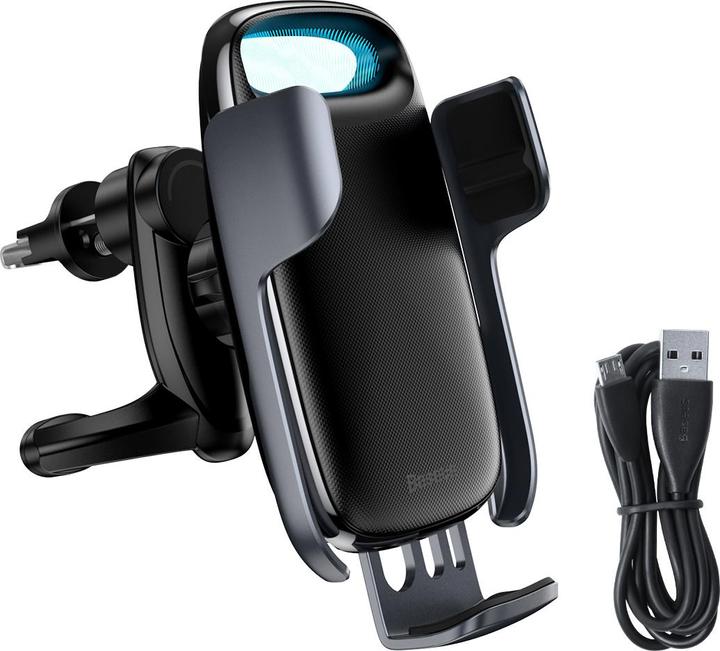 Actual product image Baseus Milky Way gravity car mount with Qi 15W induction charger black