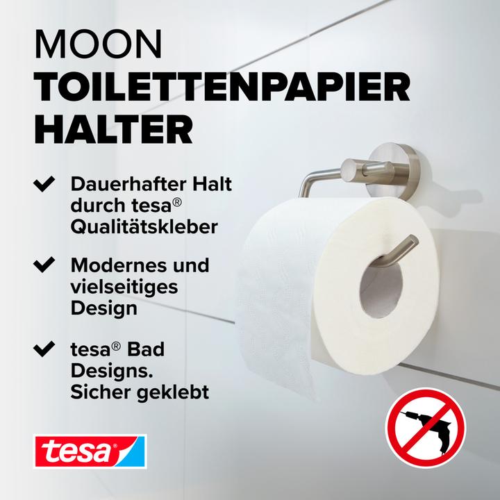 Image du produit tesa MOON Support de rouleau de papier toilette avec solution adhésive sans perçage