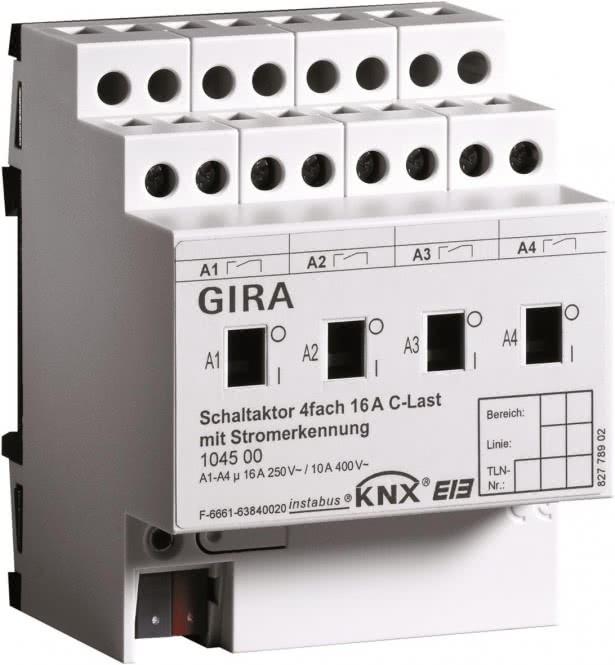 Immagine prodotto Gira Attuatore di commutazione a 4 pieghe 16A 104500 KNX/EIB REG Carico C (Attuatore dell'interruttore)
