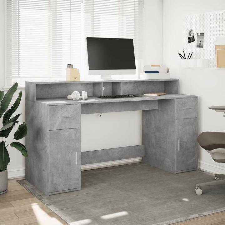 Actual product image VidaXL LED desk Computer desk Work desk PC desk Office desk concrete grey (160 x 55 x 91 cm)