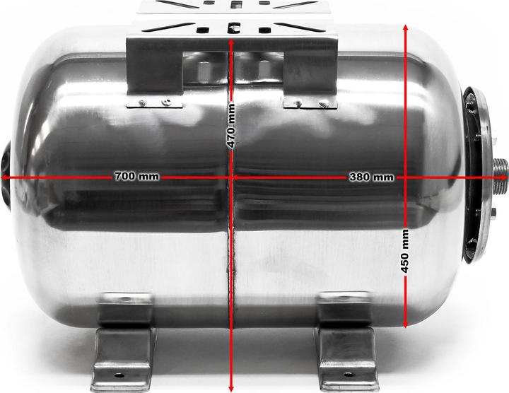 Produktbild Wiltec Edelstahl Membrankessel 100L Hauswasserwerk Ausdehnungsgefäss horizontal (Hauswasserpumpe)