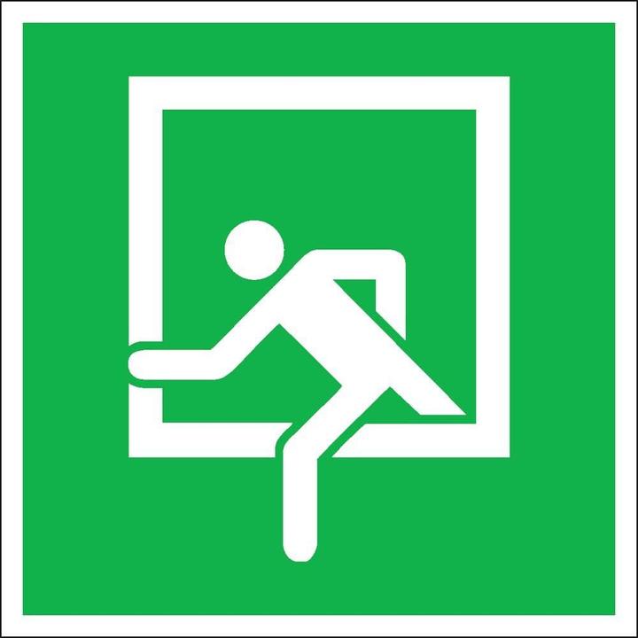 SafetyMarking Rettungszeichen-Aufkleber "Notausstieg" quadratisch 15,0 x 15,0 cm