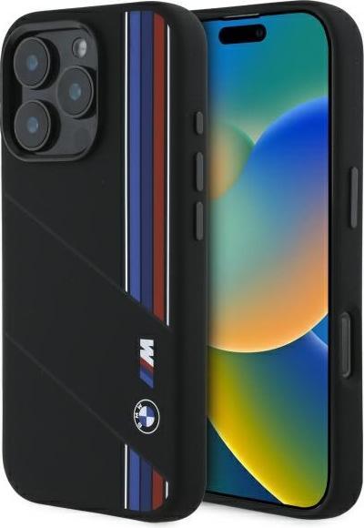 Actual product image BMW BMHMP16X23SCUK iPhone 16 Pro Max 6.9" czarny/black hardcase Silicone Cut Tricolor Lines Mag (Apple iPhone 16 Pro Max)