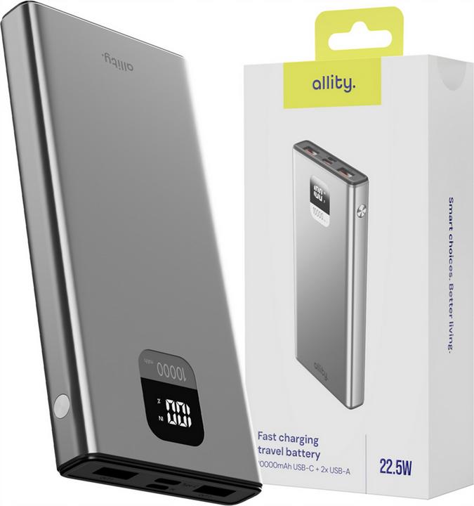 Actual product image Allity power bank APB-100 PD QC 22.5W 10000 mAh gray (10000 mAh, 22.50 W)