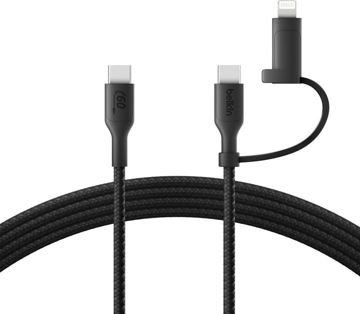 Actual product image Belkin BOOST CHARGE 2-in-1 cable USB-C/Lig.1.5m sw.CAC003hq1.5MWH (1.50 m, USB 2.0)