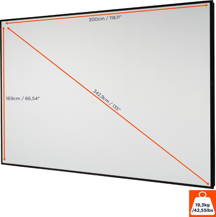 Actual product image Celexon HomeCinema High Contrast Screen Frame 300 x 169 cm, 135" - Dynamic Slate ALR (135", 16:9)