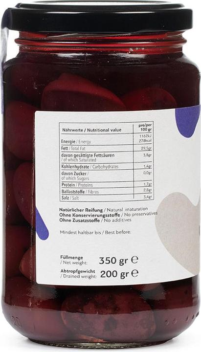 Actual product image Delinio Bio Kalamata Oliven, 370 gr Glas (550 g)