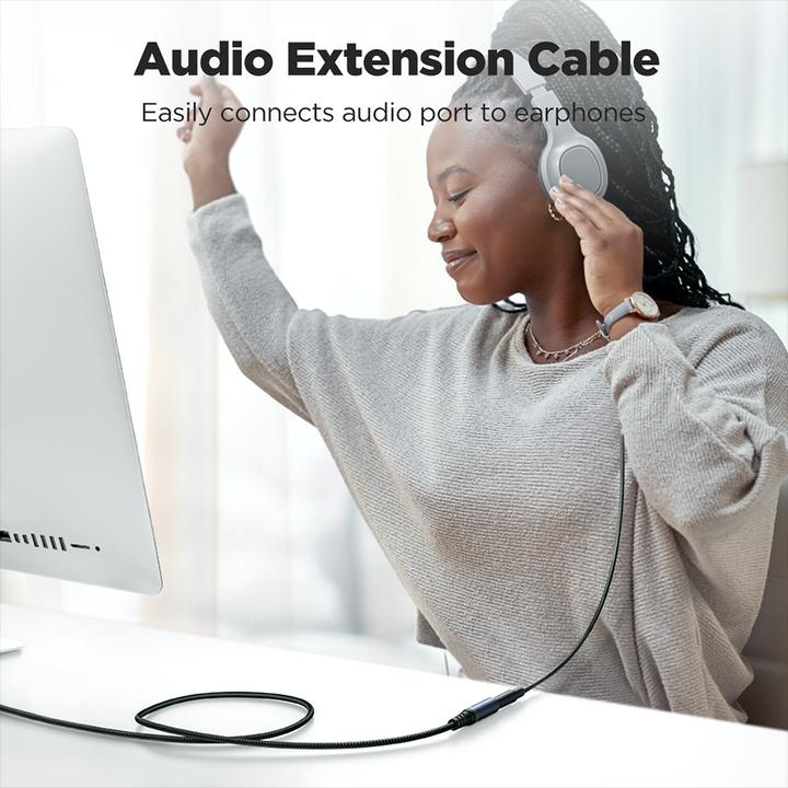 Produktbild Joyroom Stereo-Audiokabel AUX 3,5 mm Miniklinke (männlich) – Miniklinke (weiblich) 1,2 m schwarz (SY (1.20 m, Verlängerung)