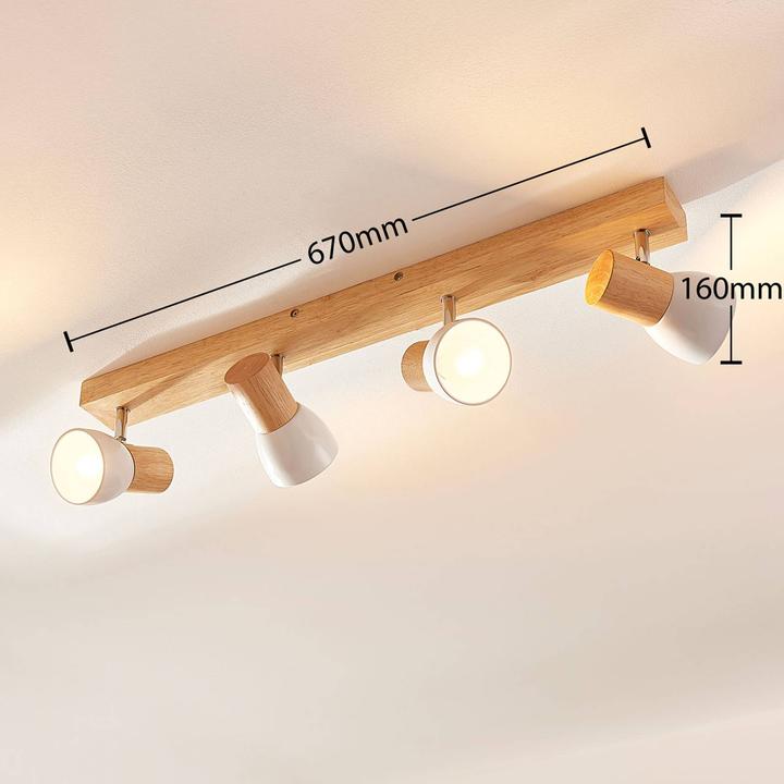 Image du produit Lindby Plafonnier en bois Thorin, quatre flammes (E14)