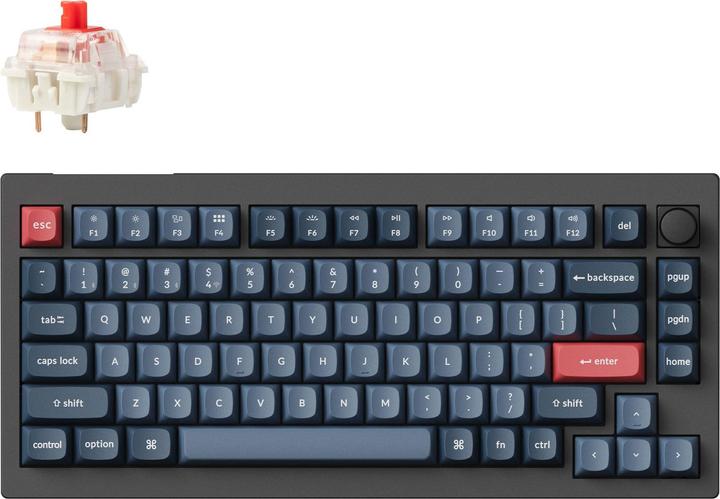 Keychron V1 Max (nero/blu/grigio, layout DE, Gateron Jupiter Red, hot-swap, RGB) (DE, Senza fili, Cablato)