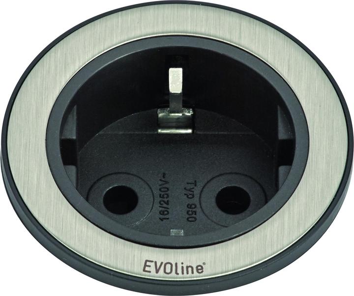 Productafbeelding Schulte Elektrotechnisch contactdooselement EVOLINE 1f wandcontactdoos zwart, ring van roestvrij staal
