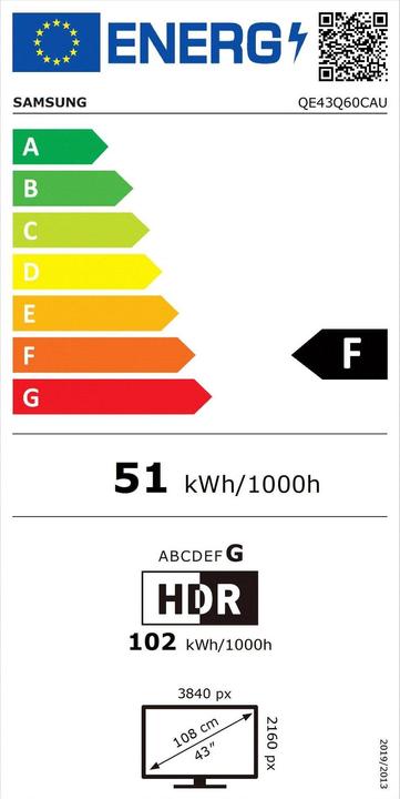 Energie-Label Samsung QE43Q60C (43", Q60C, QLED, 4K, 2023)