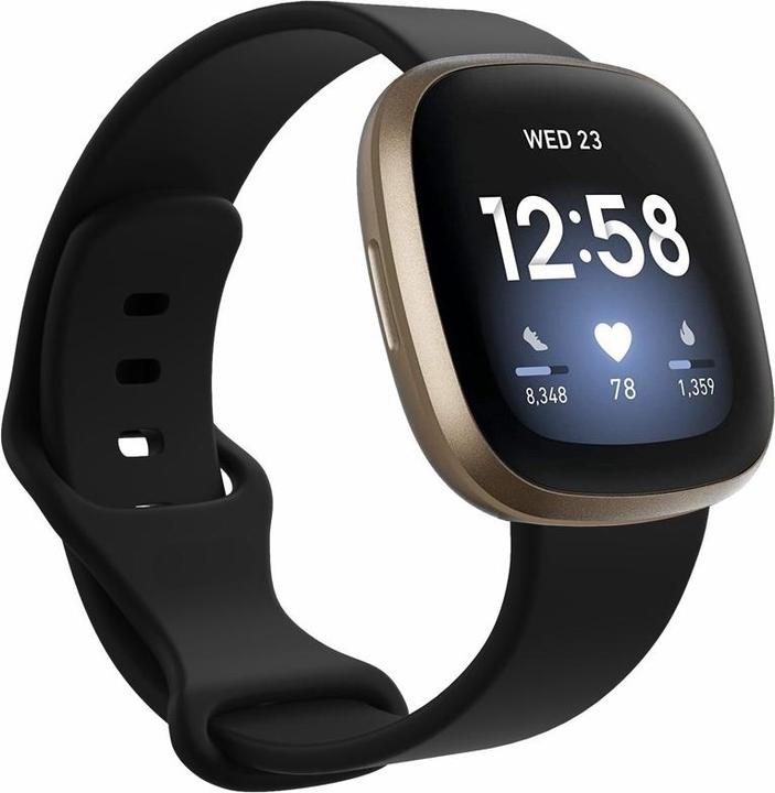 Image du produit Apfelkiste Fitbit Versa 4 / Versa 3 / Sense 2 / Sense Silikon Sport Armband - Schwarz (Silicone)