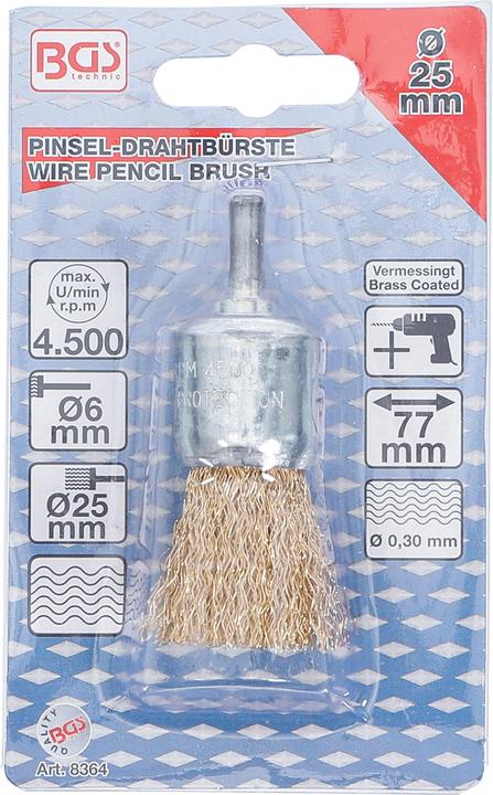 Actual product image BGS Steel Wire Brush brass coated Ø 25 mm