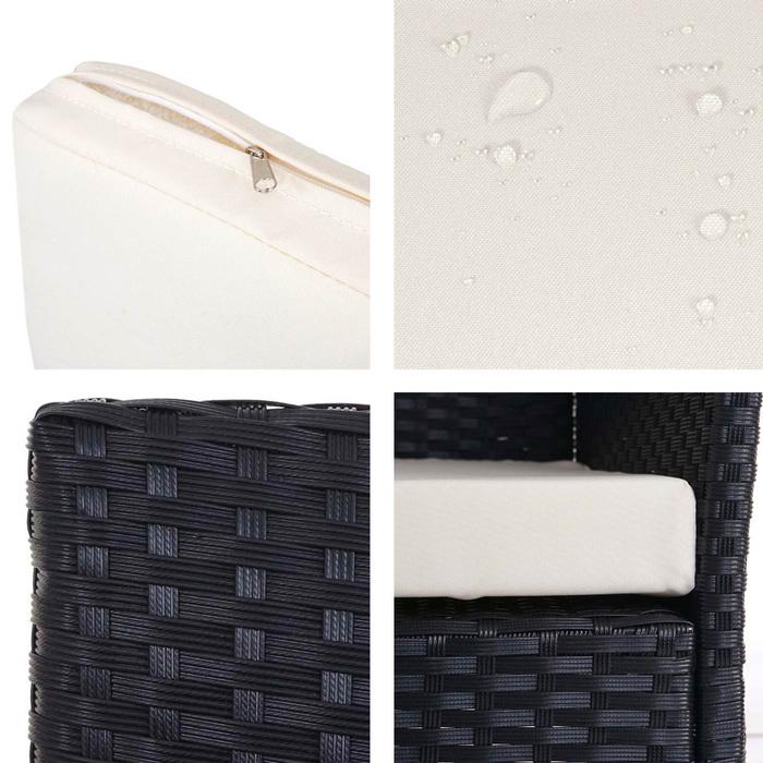 Produktbild Swisshandel24 3-2-1-1 Poly-Rattan Garten-Garnitur Halden, Sitzgruppe - anthrazit, Kissen creme