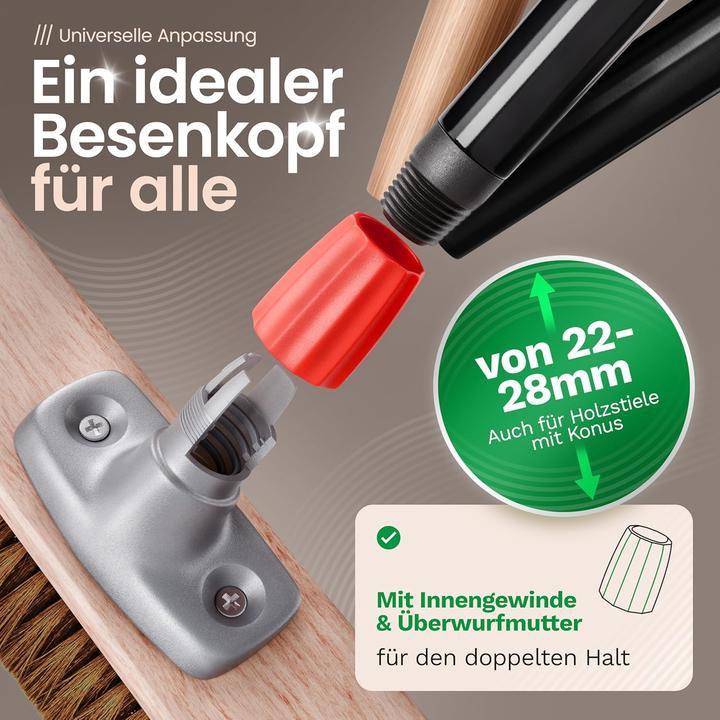 Produktbild Novaliv Kokosbesen 40 cm mit Stiel Kokosborsten inkl. Kehrgarnitur verzinkt mit Gummilippe bestehend (1 Stk.)
