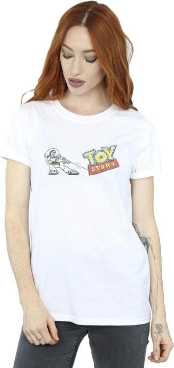 Actual product image Disney Womens/Ladies Toy Story Buzz Pulling Logo Cotton Boyfriend T-Shirt (L)