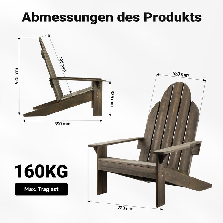 Actual product image Wiltec Adirondack garden chair wood 89x72x92,5cm garden chair 160kg garden furniture