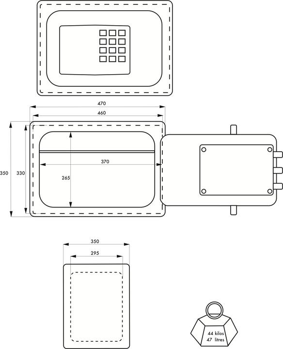 Image du produit Thirard Coffre-fort à poser rambures, fermeture électronique à code, 5 pênes, 47l -
