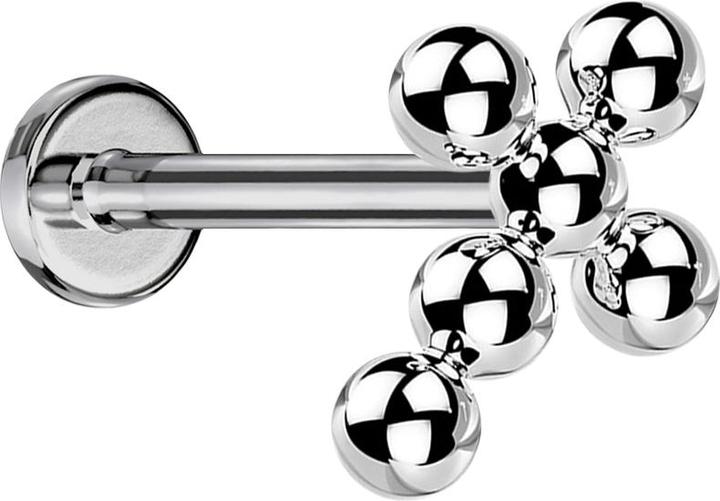 Image du produit Star Piercing Micro Labret femelle argent croix boules (sans laiton, Titane G23)