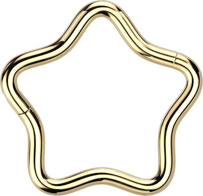 Produktbild Star Piercing Micro Segmentring klappbar vergoldet Stern (ohne Messing, Titan G23)