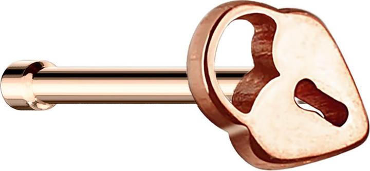 Image du produit Star Piercing Nasenstecker gerade rosegold mit Herzschloss (Acier chirurgical 316L, sans laiton)