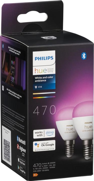 Image du produit Philips Hue White & Color Ambiance E14 Lot de deux lustres (E14, 5.10 W, 470 lm, 2 x, F)