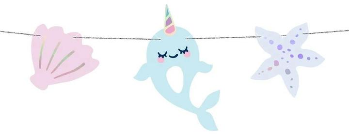 Produktbild Partydeco Girlande Narwal 1 m, Blau/Rosa/Violett