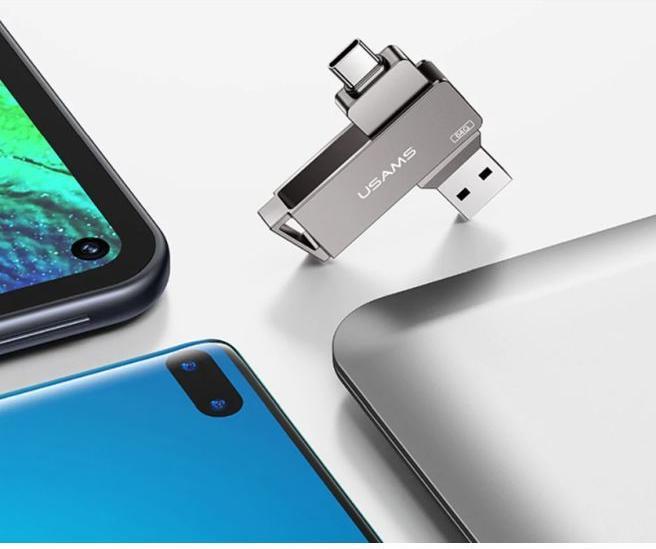 Image du produit Usams Lecteur flash USB-C + USB 3.0 rotatif haute vitesse (256 Go, USB 3.0)