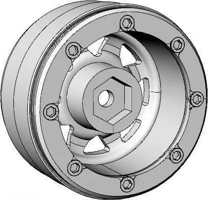 Immagine prodotto Hobbytech Cerchi 1,9" Metal Beadlock Classic 3 Bianco, 4