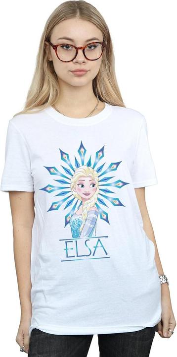 Actual product image Disney Womens/Ladies Frozen Elsa Snowflake Cotton Boyfriend T-Shirt (4XL)