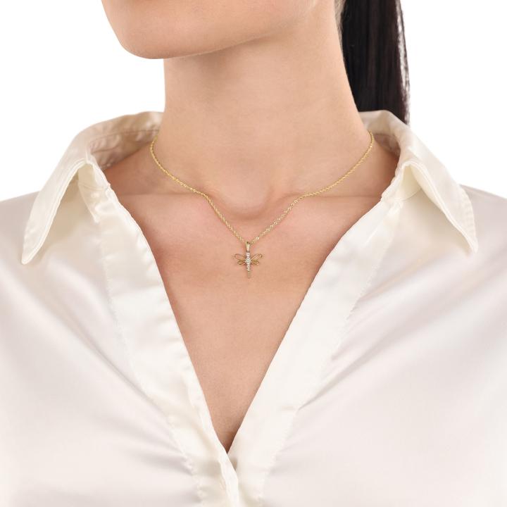 Actual product image zz_ArchivedByPCD_Amor Schmuck_zu_Amor Amor Halsschmuck für Damen, Gold 375, Zirkonia synth. | Libelle (9 ct, Gold 375)