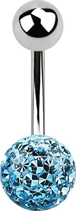 Produktbild Star Piercing Banane silber mit Kugel und Kristall Kugel aqua Epoxy Schutzschicht (Chirurgenstahl 316L, ohne Messing)