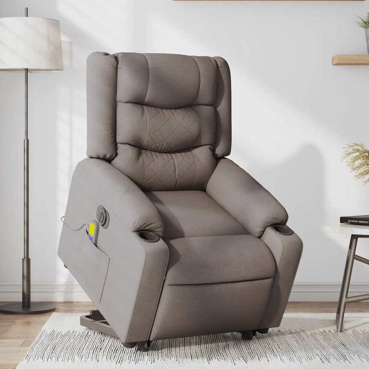 Immagine prodotto VidaXL Poltrona massaggiante elettrica con ausilio per la risalita Tessuto Taupe