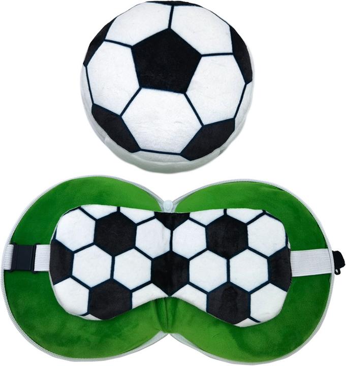 Puckator Relaxeazzz Plüsch Fussball rundes Reisekissen & Augenmaske (Kopf- & Nackenkissen)