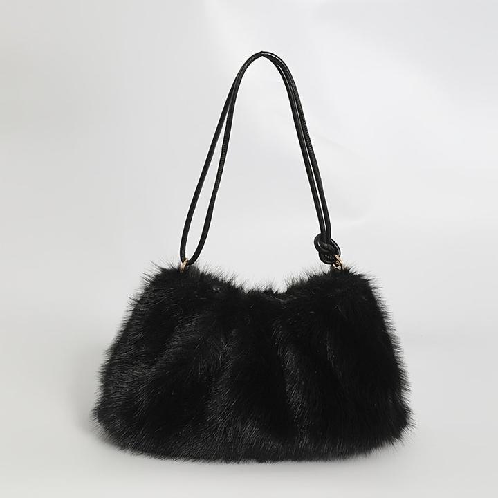 Immagine prodotto Only-Bags.Store Schicke Plüsch-Umhängetasche in Mondform - geräumig & weich, modische einfarbige Tote