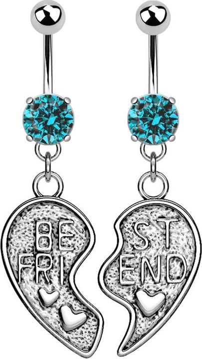Actual product image Star Piercing Banana silver with pendant Best Friend aqua (Surgical steel 316L, Brass)