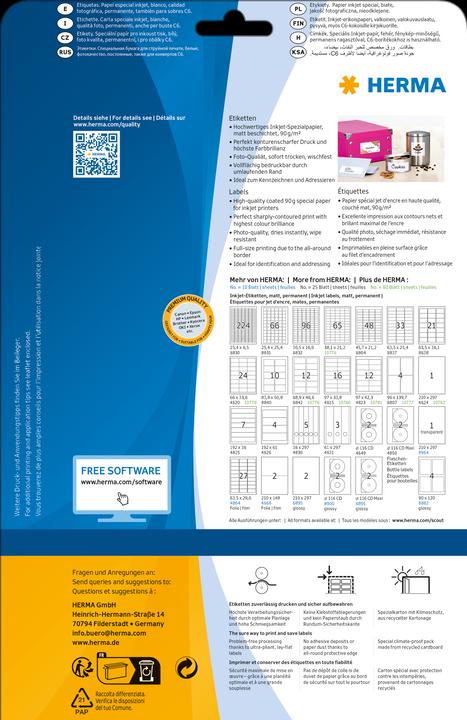 Actual product image HERMA Inkjet labels A4
