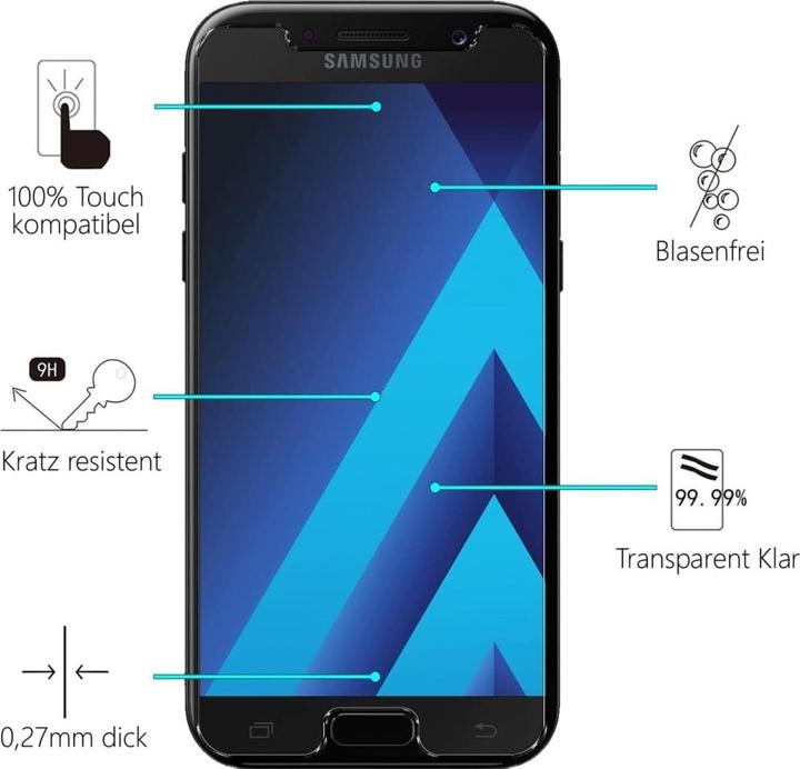 Produktbild Screenguard Samsung Galaxy A5 2017 Panzerglas Schutzfolie Case Friendly Design (1 Stück, Samsung Galaxy A5 (2017))