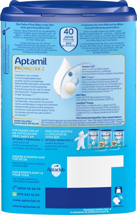 Valori nutrizionali e ingredienti Aptamil Box mensile Pronutra 2 (3200 g, da 6 m.)