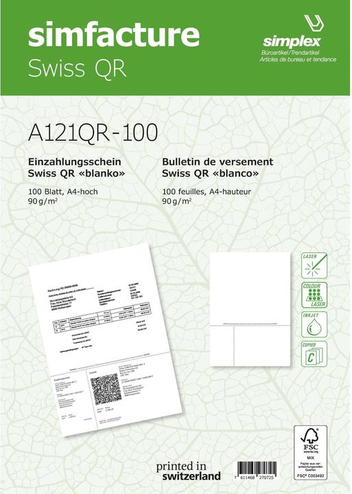 Produktbild Simplex Simfacture - Swiss QR (100 x)