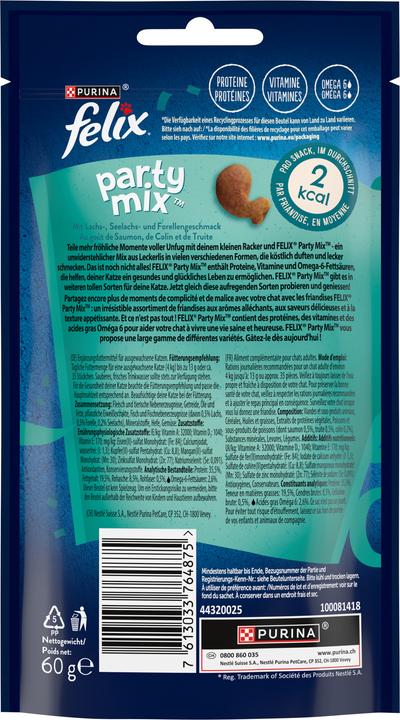 Valeurs nutritives et ingrédients Felix Party Mix Plaisir de la plage (Adulte, 8 pcs, 480 g)