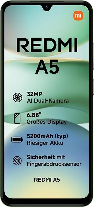 Actual product image Xiaomi Redmi A5 4G (128 GB, Lake Green, 6.88", Dual SIM, 32 Mpx, 4G)