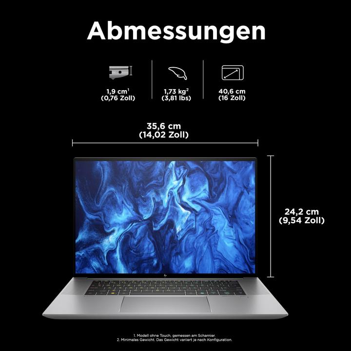 Image du produit HP ZBook Studio 16 G11 Intel Core Ultra 9 185H 40,64cm 16pouces WQUXGA 32GB 1TB/SSD NVIDIA RTX 4070 8G (16", 32 Go, 1000 Go, DE)