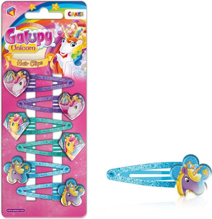 Actual product image Craze Galupy unicorn barrettes hair clips 6-pack (6 pcs.)