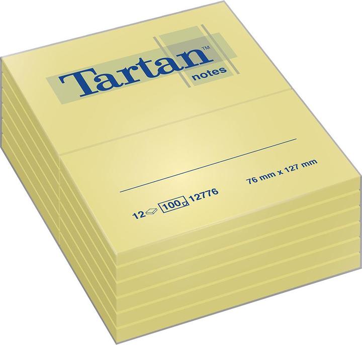 Immagine prodotto Tartan Block notes adesivi, 127 x 76 mm, 63 g/m², giallo, 100 fogli (76 x 127 mm)