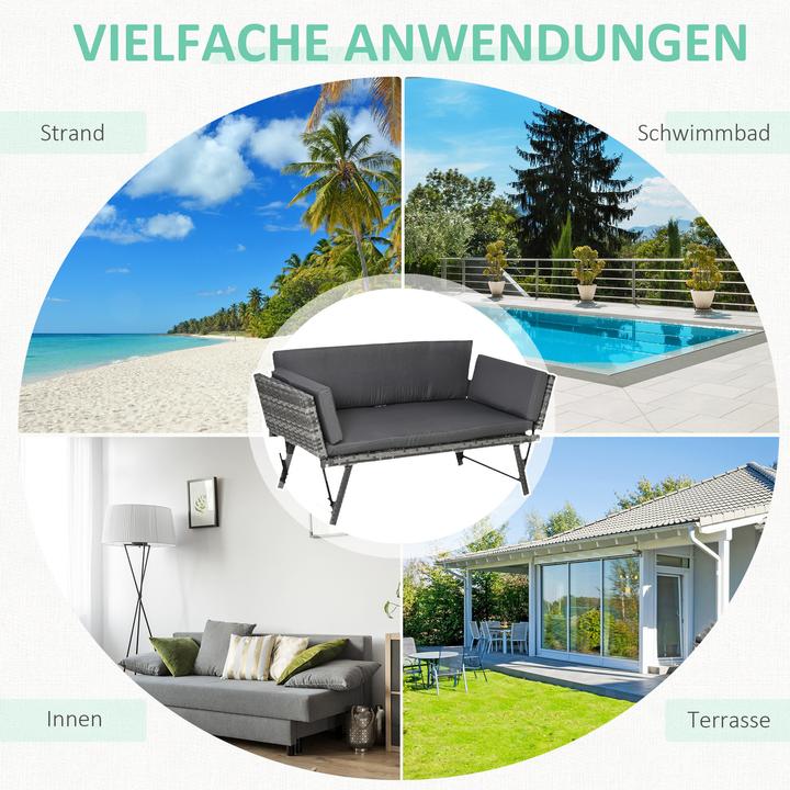 Immagine prodotto Outsunny Divano da giardino con braccioli pieghevoli